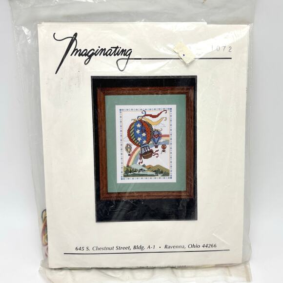 Hot Air Balloons Counted Cross Stitch Kit Imaginations Rainbow Vintage 90s 1996 - Picture 2 of 6